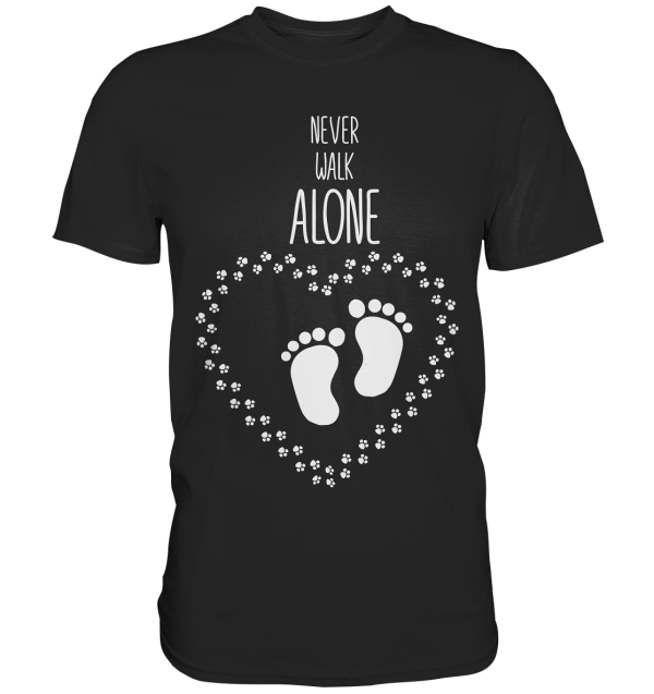 Never walk alone. Pfotenspuren Fußabdrücke - Premium Shirt Angebot