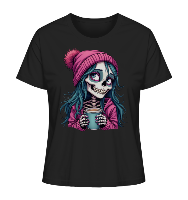 Coffee Skeleton Girl – Totmüde mit Stil & Koffein | Ladies Organic T-Shirt Jetzt online – Bild 2