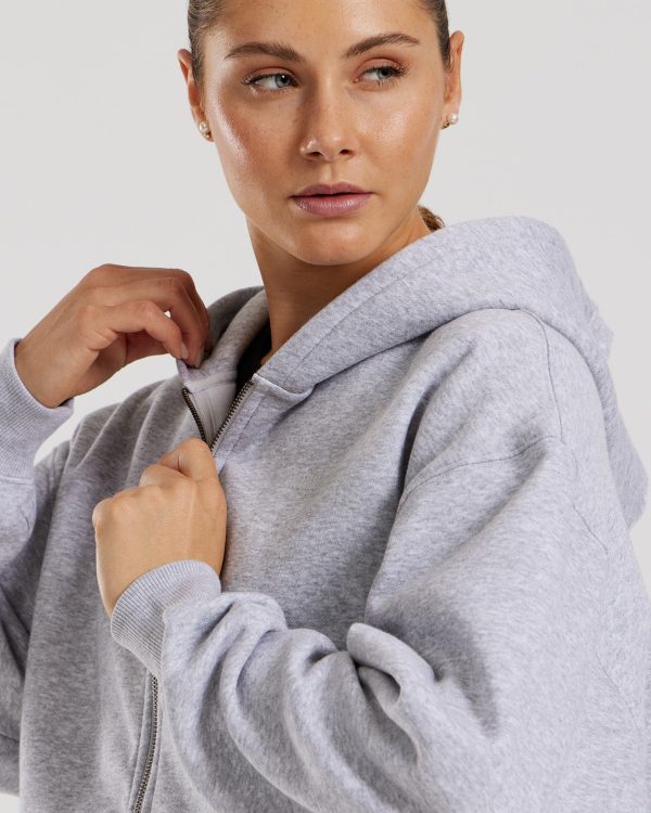 Comfort Oversized Zip-Up Hoodie | Silver Grey Marl Mode – Bild 4