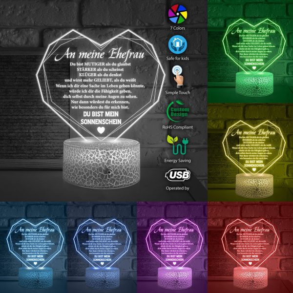3D Led-Licht - Familie - An Meine Ehefrau - Du Bist Mein Sonnenschein - Deglca15007 Mode