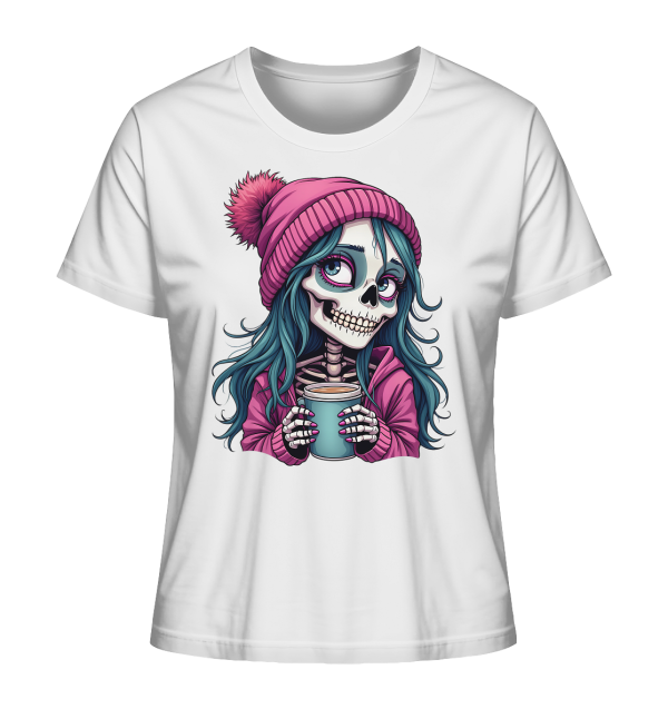 Coffee Skeleton Girl – Totmüde mit Stil & Koffein | Ladies Organic T-Shirt Jetzt online